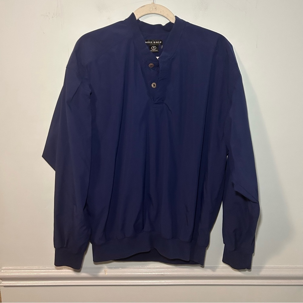 Nike Gold Vintage Navy Blue Swoosh Pullover Windbreaker Size Medium